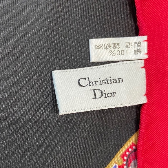 Christian Dior Silk Scarf w/ COA Baroque Frame Print– Black Red Gold– Authentic - Picture 8 of 9
